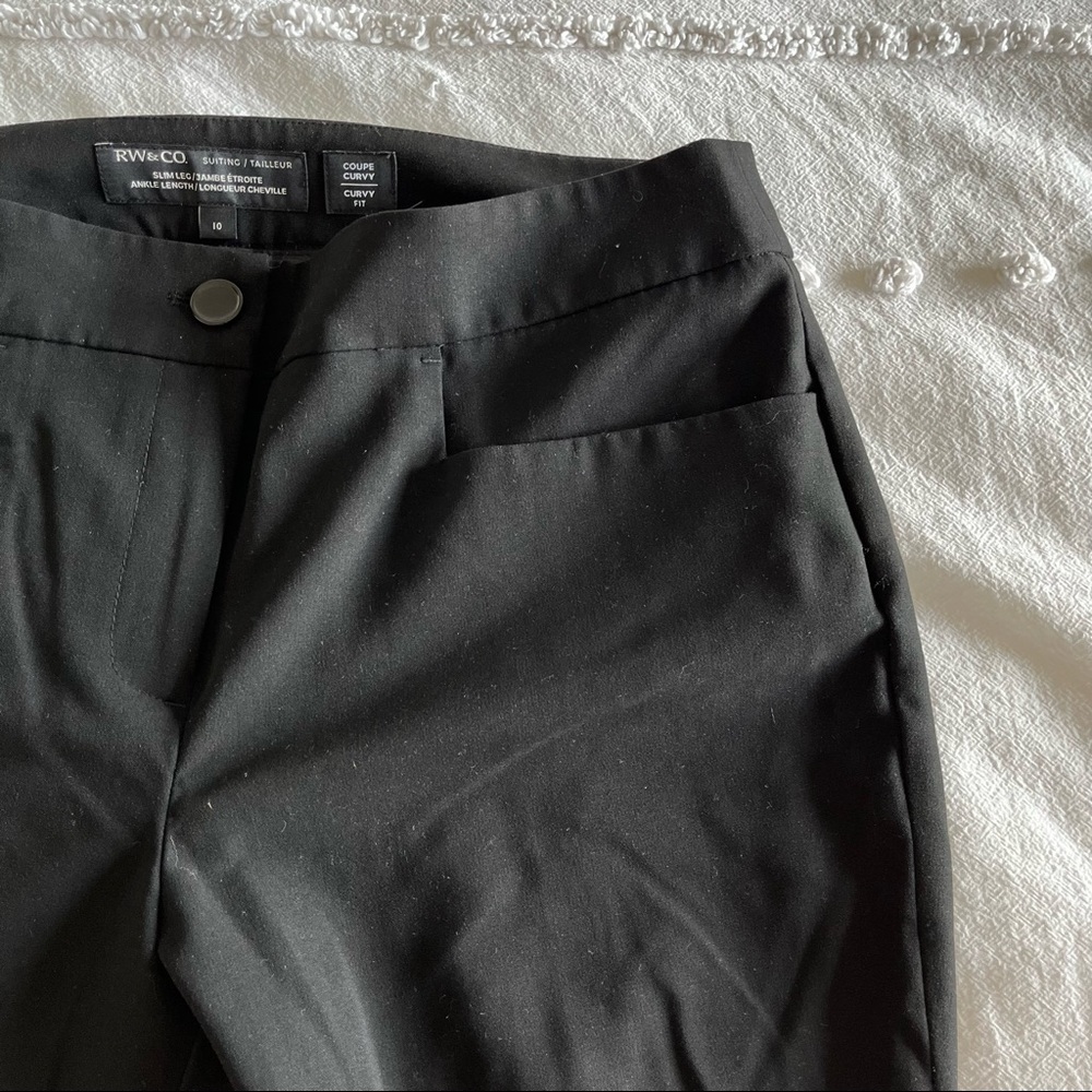 RW&CO Ankle Cropped Dress Pant Bottom Suiting Slim Leg Pockets Size 10 - Picture 3 of 9